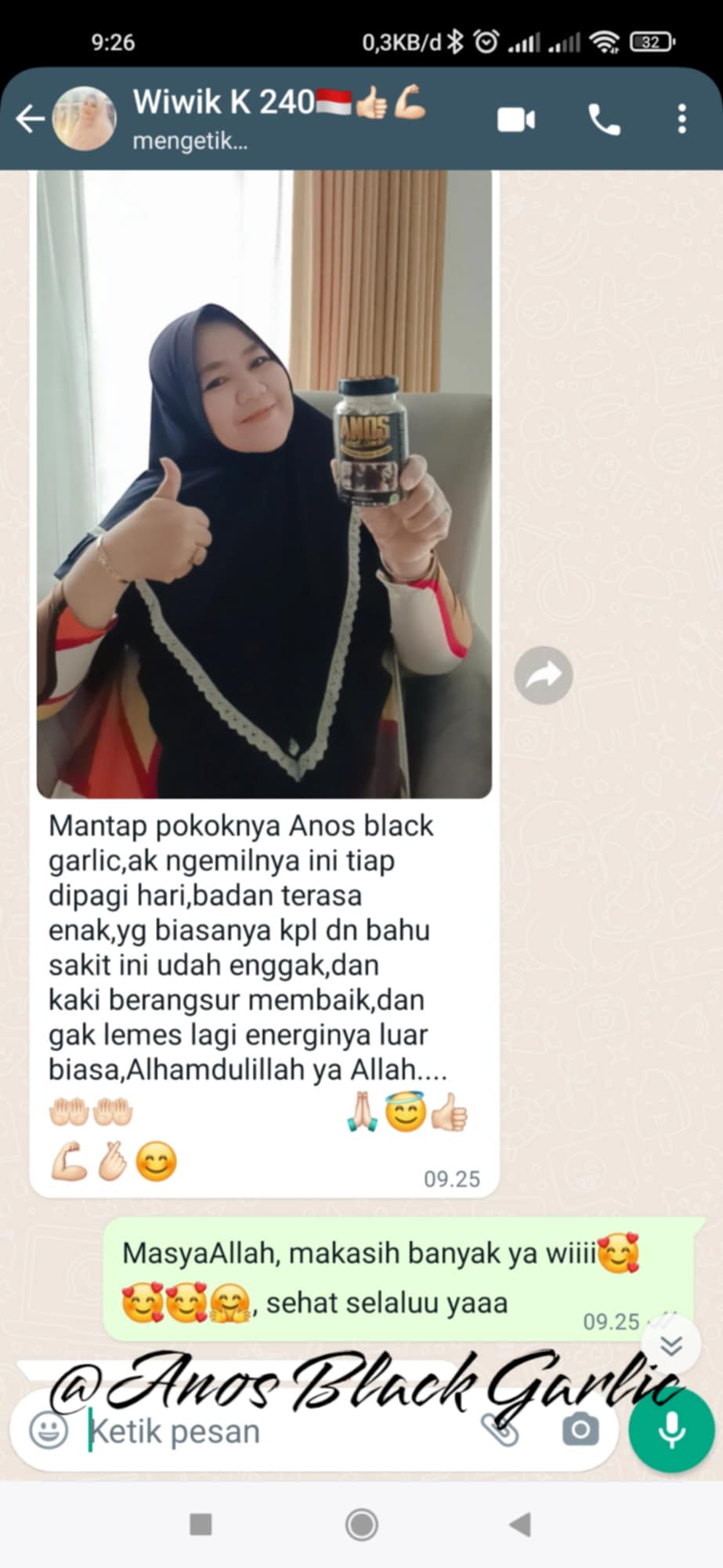 Testimoni pelanggan ANOS Black Garlic — badan lebih sehat